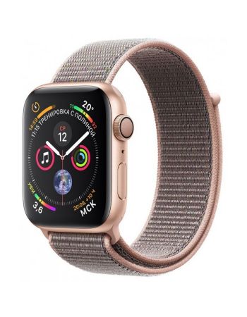 Apple Watch Series 4, 40 мм, корпус из золотистого алюминия, спортивный браслет цвета «розовый песок»