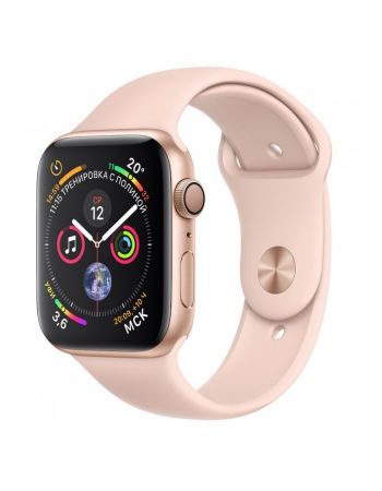 Apple Watch Series 4, 40 мм, корпус из золотистого алюминия, спортивный ремешок цвета «розовый песок» (золотистый)